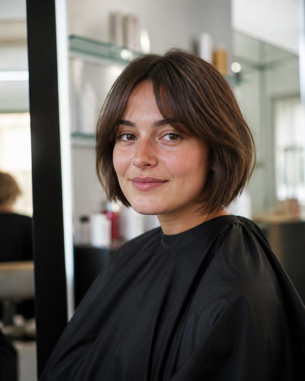 Fertiges Styling eines Long Bob im Salon in Schwabach