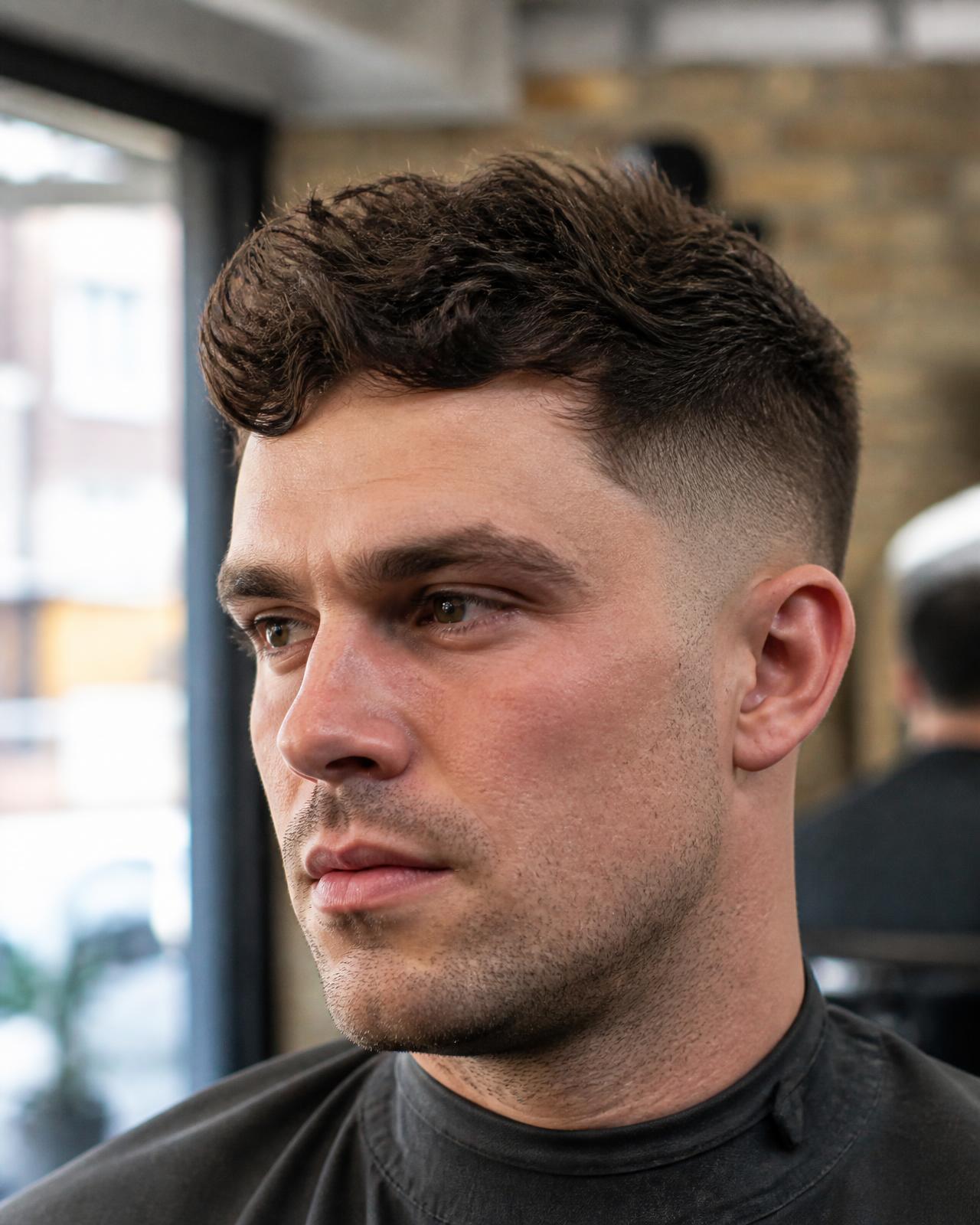 Herrenlook mit Textured Crop und Fade